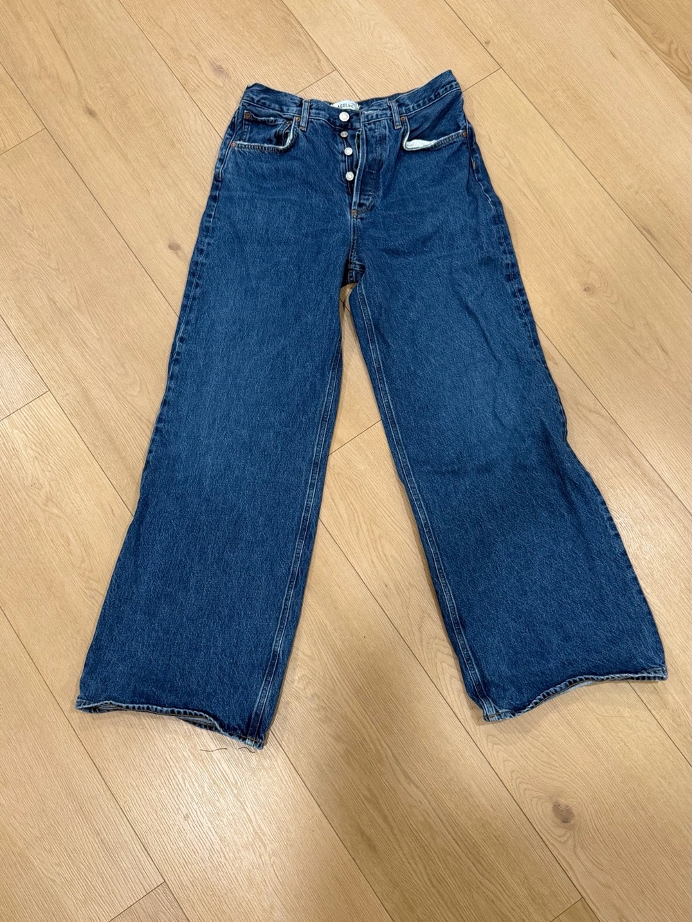 Agolde Dark Blue Wide-Leg High-Rise Jeans